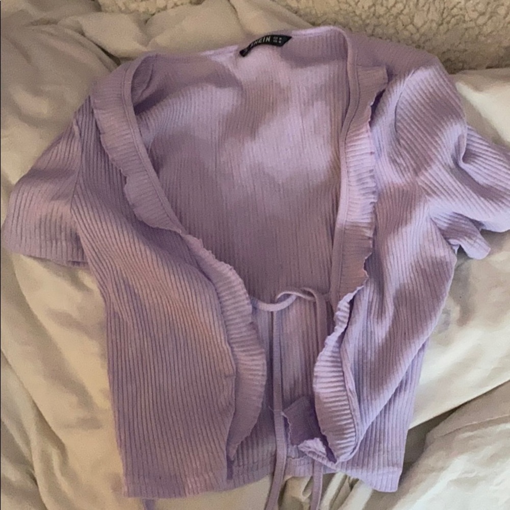 Purple tie up shein top